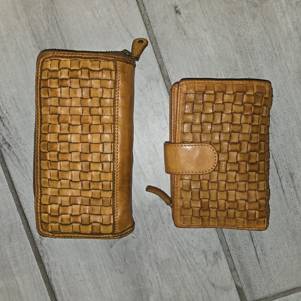Woven Leather Wallet Set